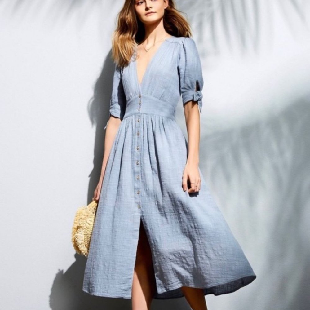 Free People Love of My Life Blue Midi Dress
